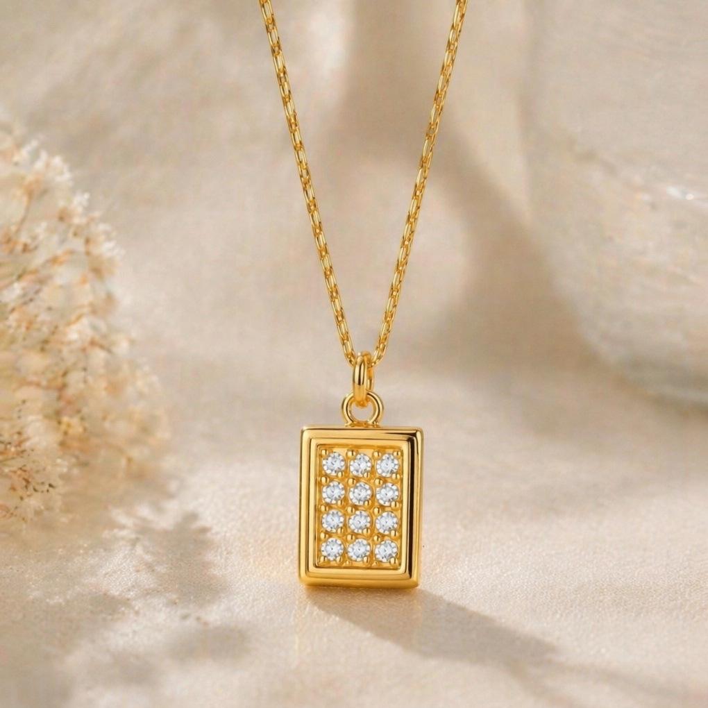 Zirconium Titanium Geometric Pendant Necklace - Japanese & Korean Style, Fashionable Light Luxury for Women