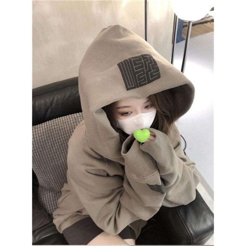 Women's Autumn And Winter Trendy Retro Loose Fleece Hoodie
