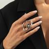 SHIXIN Creative Big Rhinestone Acrylic Ring Women Fashion Irregular Hollow Out Geometry Knuckle Ring Party Jewelry Accessories