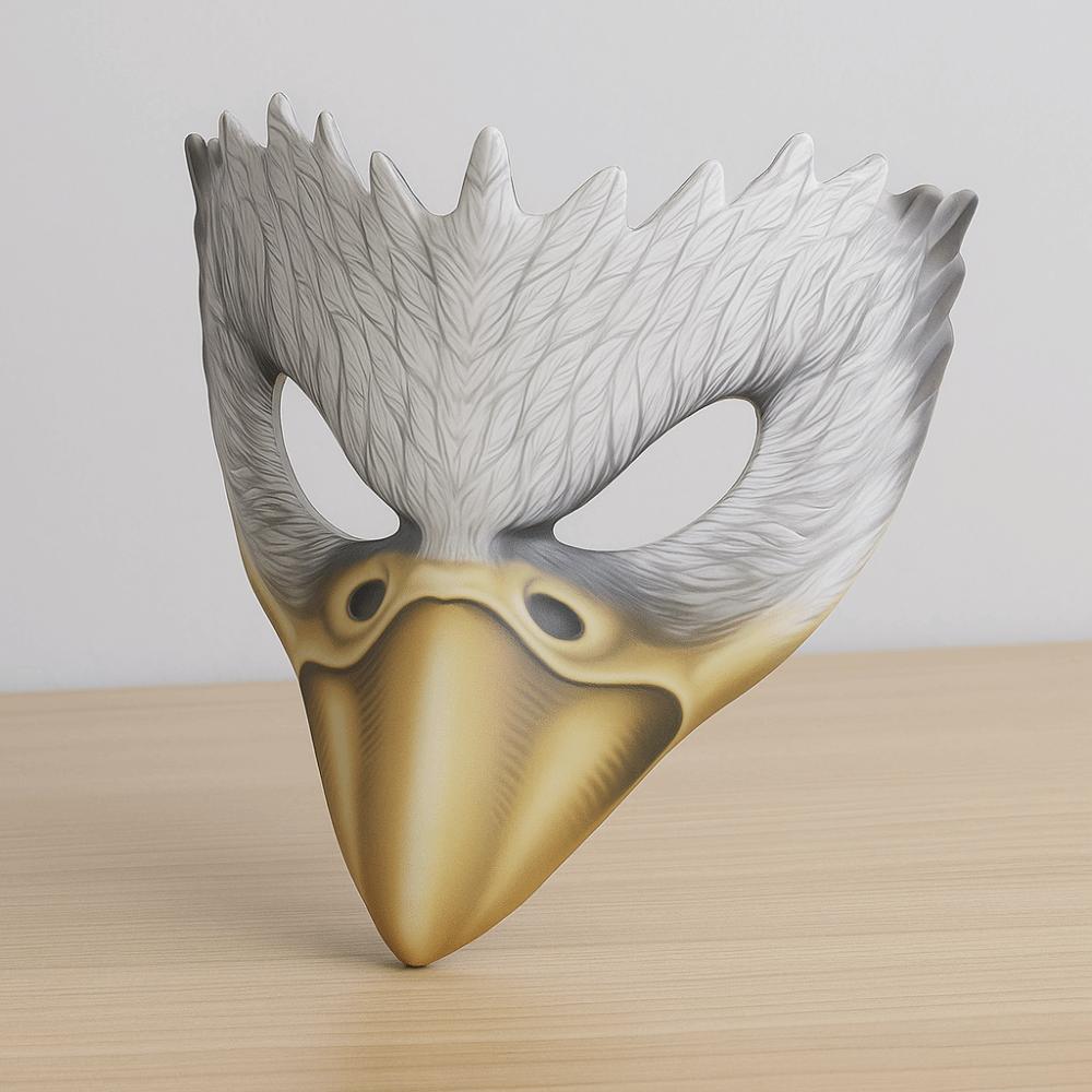 PU Leather Halloween Eagle Mask with Elastic Belt Handmade Animal Cosplay Mask Full Face Funny Masquerade Face Masks Purim Party