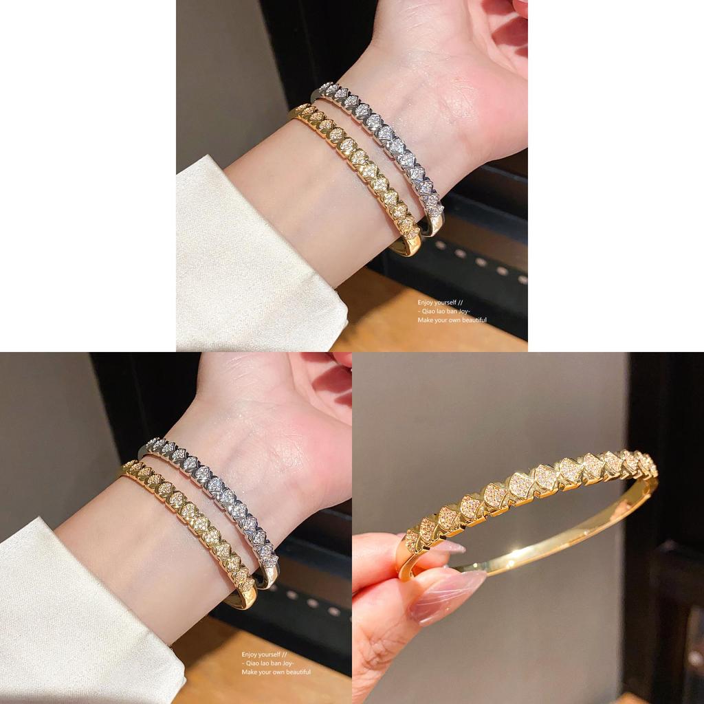 Copper Zirconia Fan Shaped Bracelet Elegant Geometric Jewelry For Fashion Ol