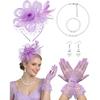 5Pcs Fascinators Hat for Women Tea Party Veil Mesh Headband Feather Hat for Women Veil Tea Party Hats