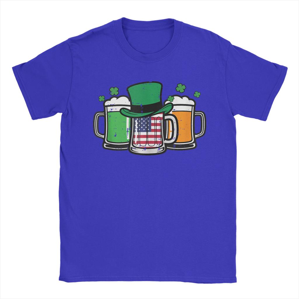 St. Patrick's Day Tasse US-Flagge Saint Pattys Patriotische T-Shirts Unisex Baumwoll-T-Shirt Rundhals-T-Shirts Kurzarm Kleidung Geschenkidee