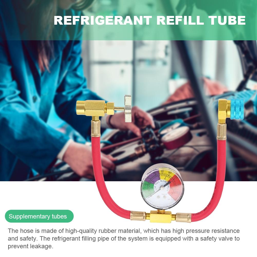 R1234YF Refrigerant Charge Hose Kit with 1/2"ACME LH Self-Sealing Can Tap Opener 14mm Low Side Quick Coupler for Air Conditioner