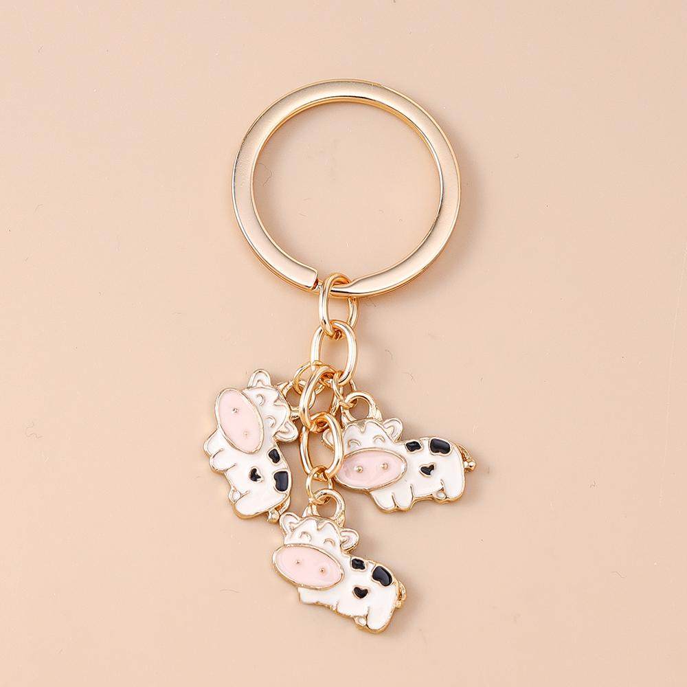 

Cute Enamel Milk Cow Keychain Women Girls Cartoon Animal Key Ring Pendants for Handbag DIY Handmade Key Chain Jewelry Gift