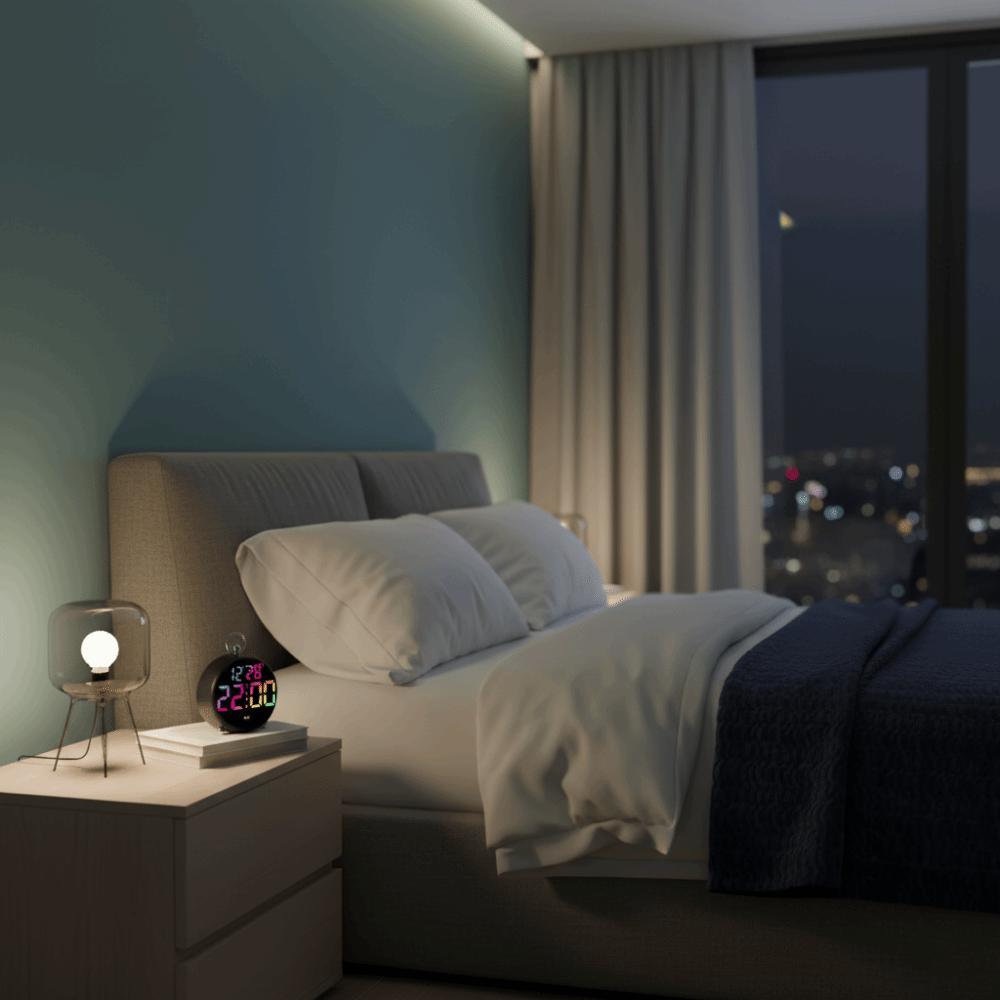 Large-Screen Digital Alarm Clock Round Shape Table Clock Creative Electronic Clock Desktop Use