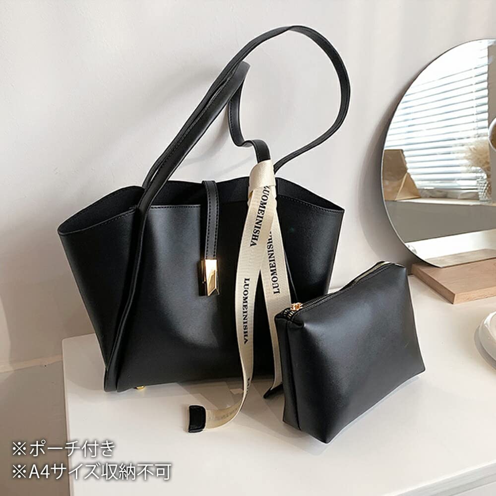 Bolso tote con con set para oficina coreana bonita [Amuleto] lazo, bolso de mujer, neceser, producto, liso, adolescentes, 20s, 30s, moda, casual, vl-6176-gn-f