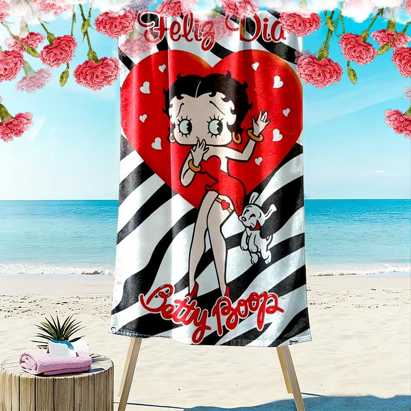 Betty Boop Beach Towel, Lightweight Beach Towel, Tropical Style, Ideal Holiday Gift For Family