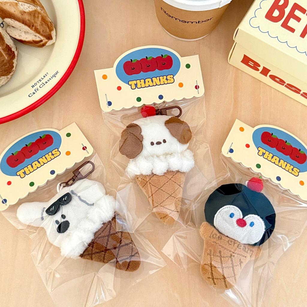 1/5 Pcs Cute Plush Pendant Ice Cream Animal Pendant Backpack Keychain Versatile Pendant