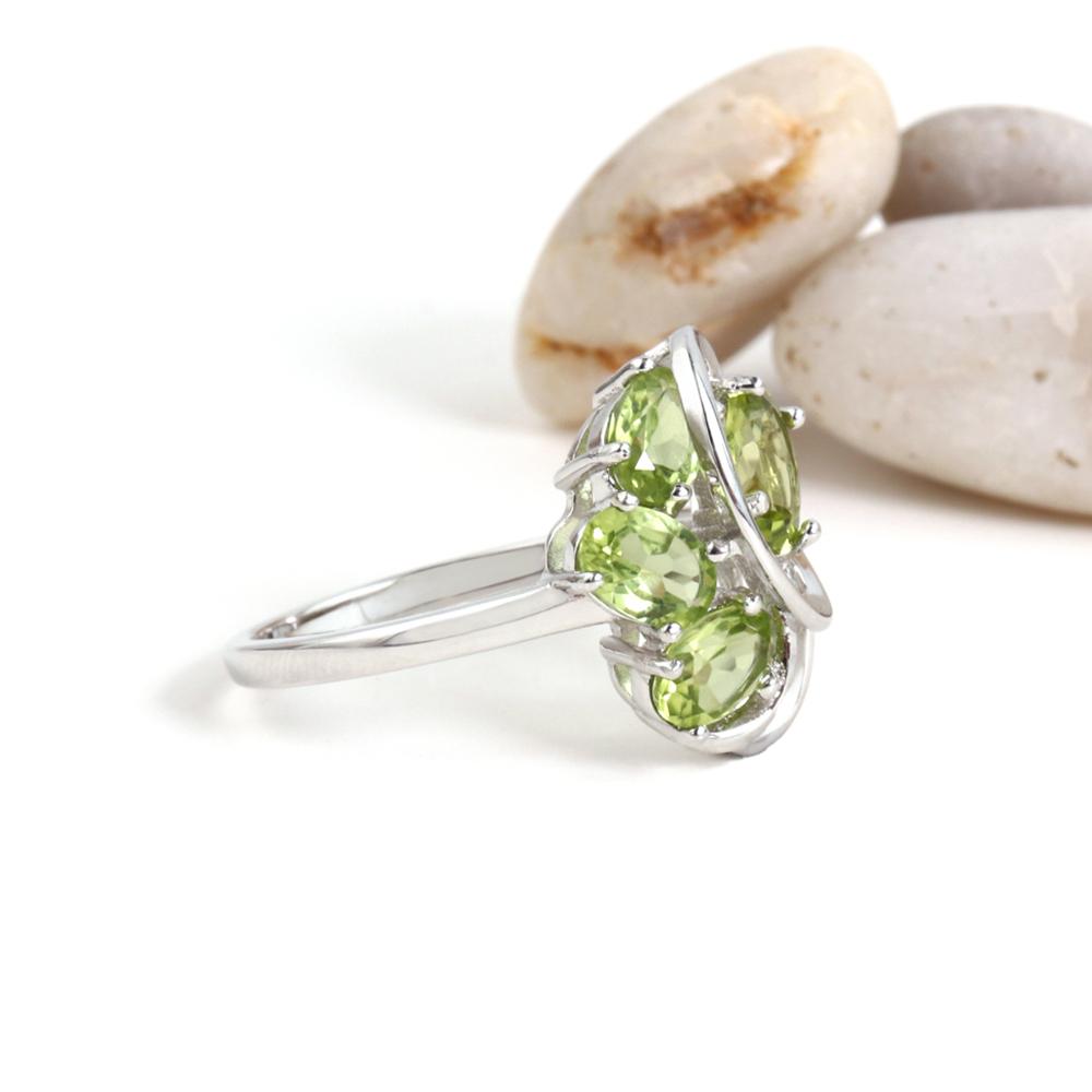 925 sterling silver silk ribbon design ring Natural green Peridot gemstones jewelry for women wedding and banquet gift