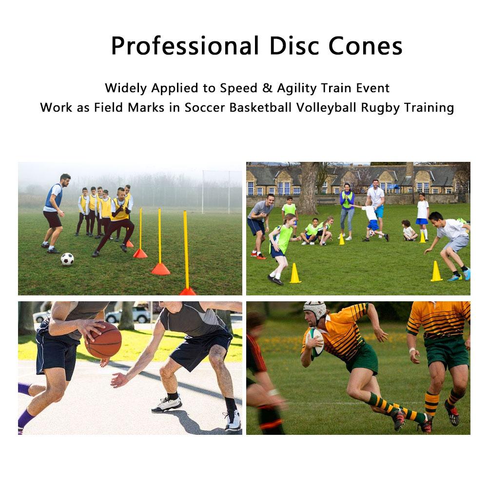 Flat Cones Spot Markers, 10 Pack Soccer Training Flat Disc Markers for Speed and Workouts with Mesh Carry Bag