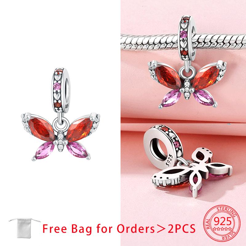 Original Charms Copper Red Butterfly Color Bowknot Beads Pendant Fit Diy Bracelet Necklace Jewelry Making Birthday Fine Gift