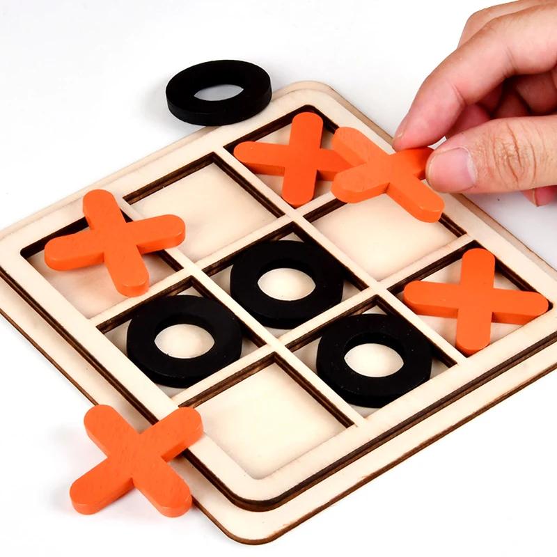NEU Tic Tac Toe Kinder Gehirntraining Schachbrettspiel aus Holz Tischspiel Lernspielzeug Eltern-Kind Interaktiv Geburtstagsgeschenk
