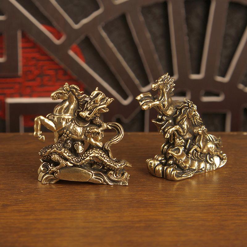 1 Stück Messing Pferdefigur 2026 Jahr des Pferdes Feng Shui Schreibtischdekoration Kind reitet Home Office Miniatur Geschenk