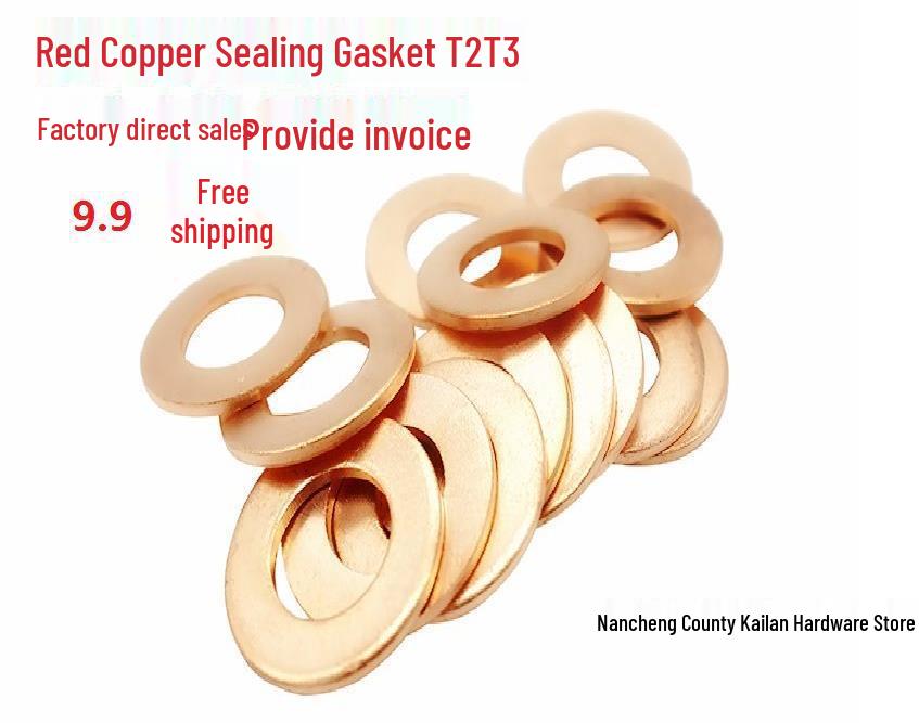 Copper Sealing Gasket, 21-100mm ID, High-Temp Resistant Flat Washer for Marine Instruments, DIN7603