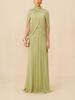 Abito Maxi da Donna con Scollo Alto, Maniche a Mantella, Pieghe, Verde Uniforme, Elegante Abito da Sera Formale