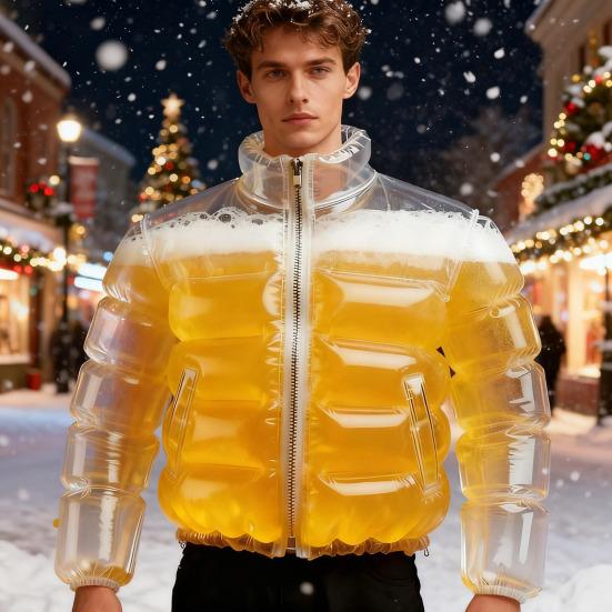 Biergefüllte Jacke Lustige Transparente Biertrinker-Jacke Urkomische Gag-Geschenke für Pools Partys Festivals Karneval