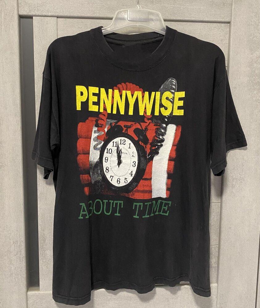 

Vtg Pennywise Band About Time Heavy Cotton Black Unisex Tee Shirt BL373 4XL