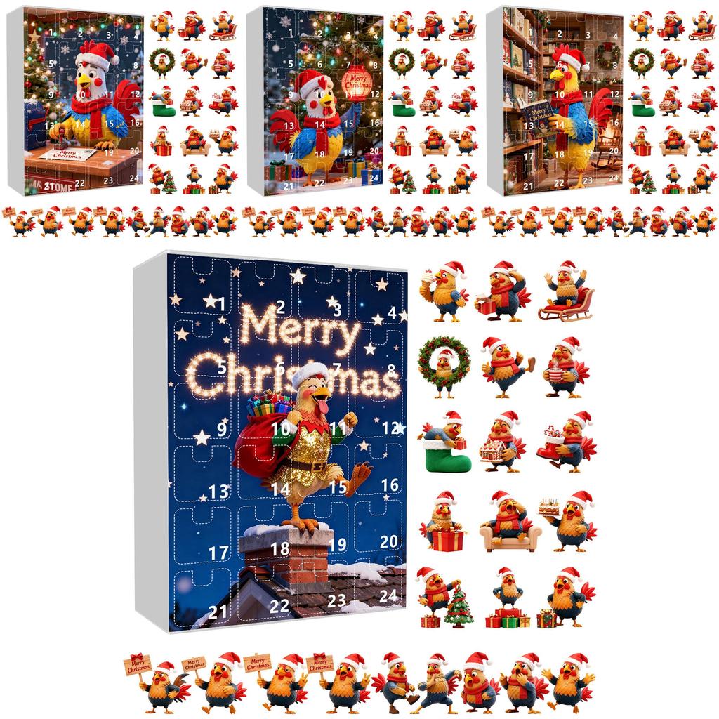 Christmas Chicken Lantern Calendar With 24 Acrylic Pieces For Holiday Gift And Decoration