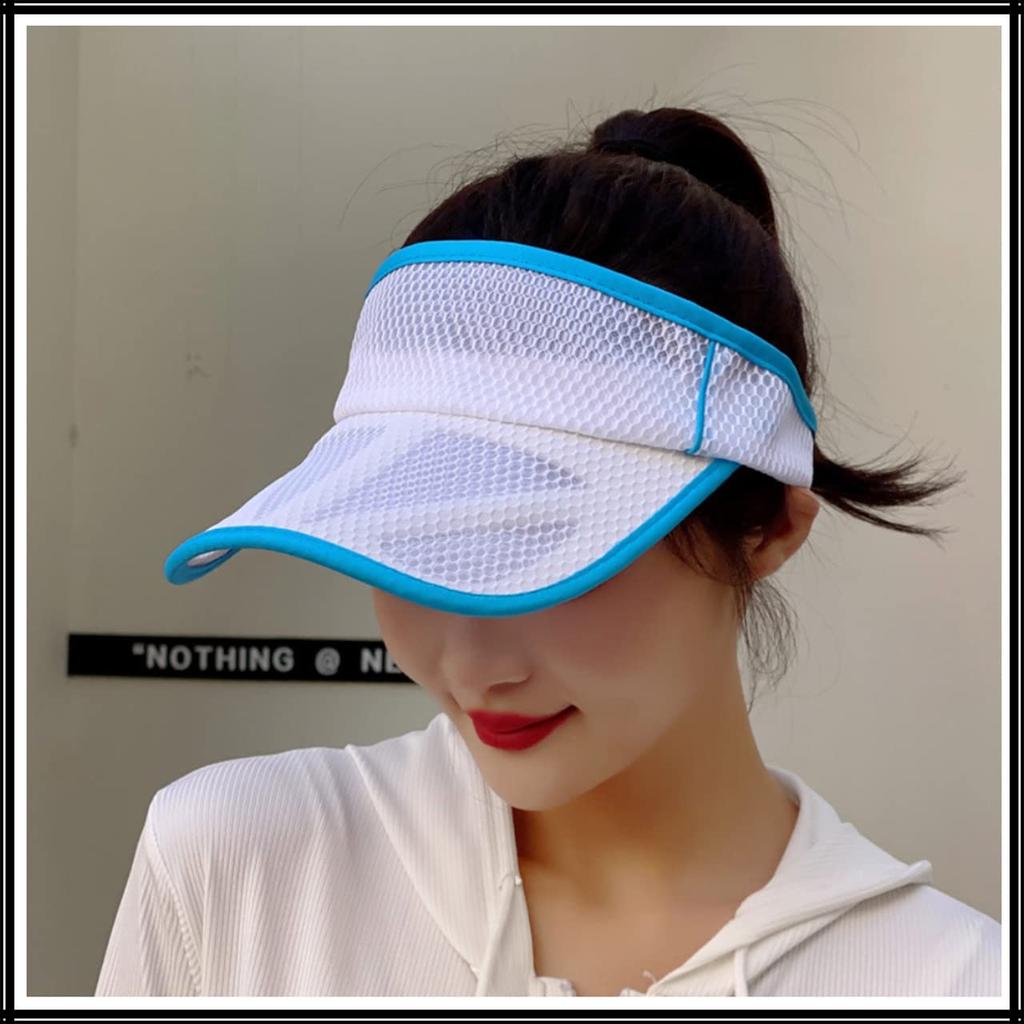 Visor Sonnenschutz Visor Schlichtes Logo Hut Leicht Schnelltrocknend Laufen Langkrempige Kappe CA525 [White Fang] Damen (blau)