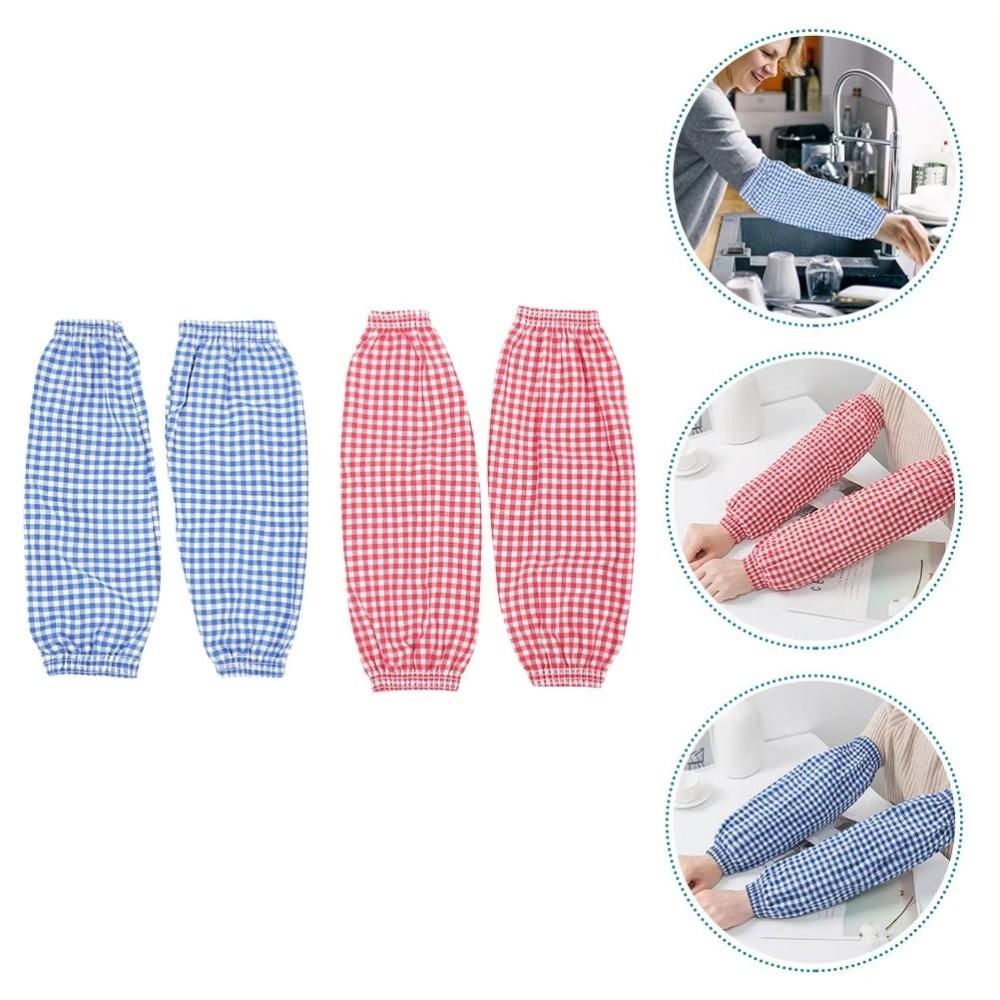 New Anti Fouling Arm Cover Plaid Wear-resistant Arm Protector Washable Elastic Long Mittens Labor Protection