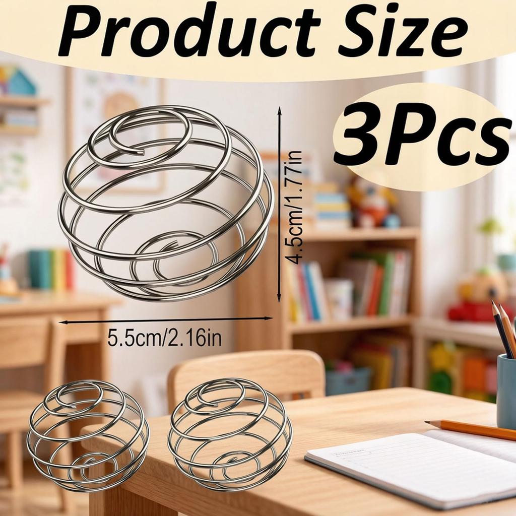 3 Pcs Metal Shaker for Gym, Shaker Ball for Efficient Protein Mixing, Milton Protein Shaker Bottle Compatible Spring Balls, Gym Bottle Steel Contai