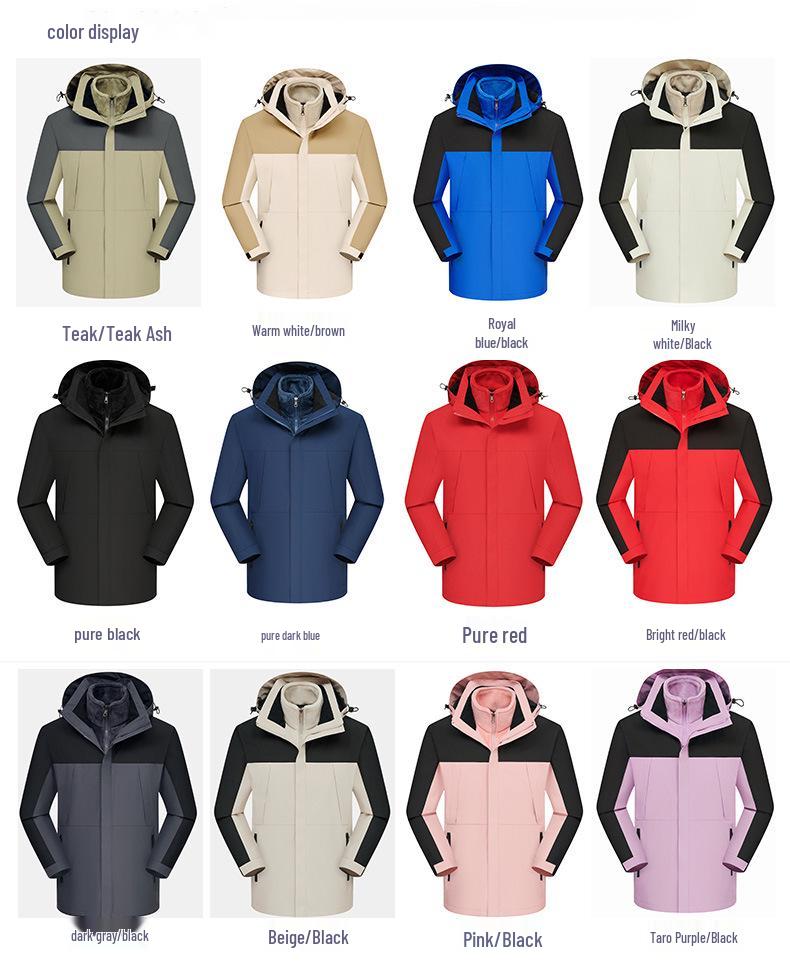 Men's & Women's Fleece-Lined 3-in-1 Windproof Waterproof Climbing Ski Suit
