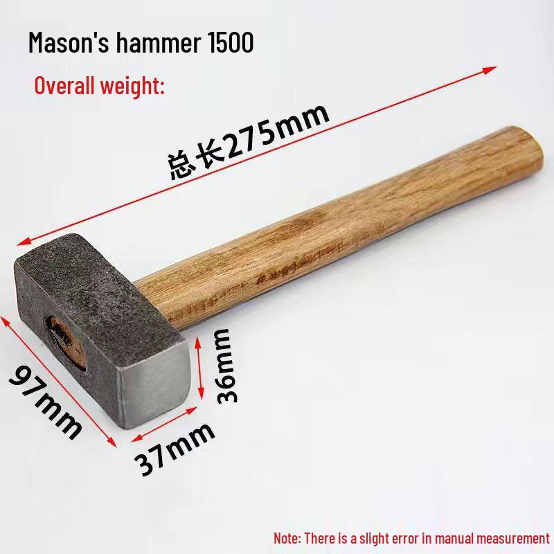 Marteau de maçon en fer forgé avec tête carrée
