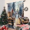2pcs 2D flat printing Merry Christmas Popular Curtain winter1 Versatile Fabric Without Electricity Festive Wall Decor Use for