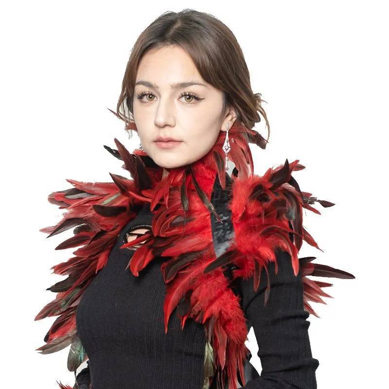 Feather Shawl Cape Costume Cloak With Faux Fur For Performance And Dance Shows