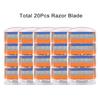 20 Pcs Manual Shaving Razor Blades For Men 5 Layers Stainless Steel Replaceable Heads