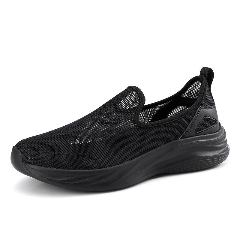 Jinjiang sports shoes, black mesh shoes, fly-woven mesh running shoes, casual soft-soled foot-covered walking shoes