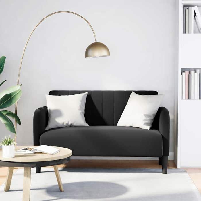 VidaXL Loveseat Sofa Black 109 Cm Velvet, Two-seater Sofa, Divan, Living Room Seating, Sofa, Upholstered Sofa, Sofa 2 4100592