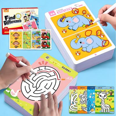 64/80Qs Kids Montessori Educational Game Cards Error-finding & Maze Games Baby Early Education Concentration Training Reusable