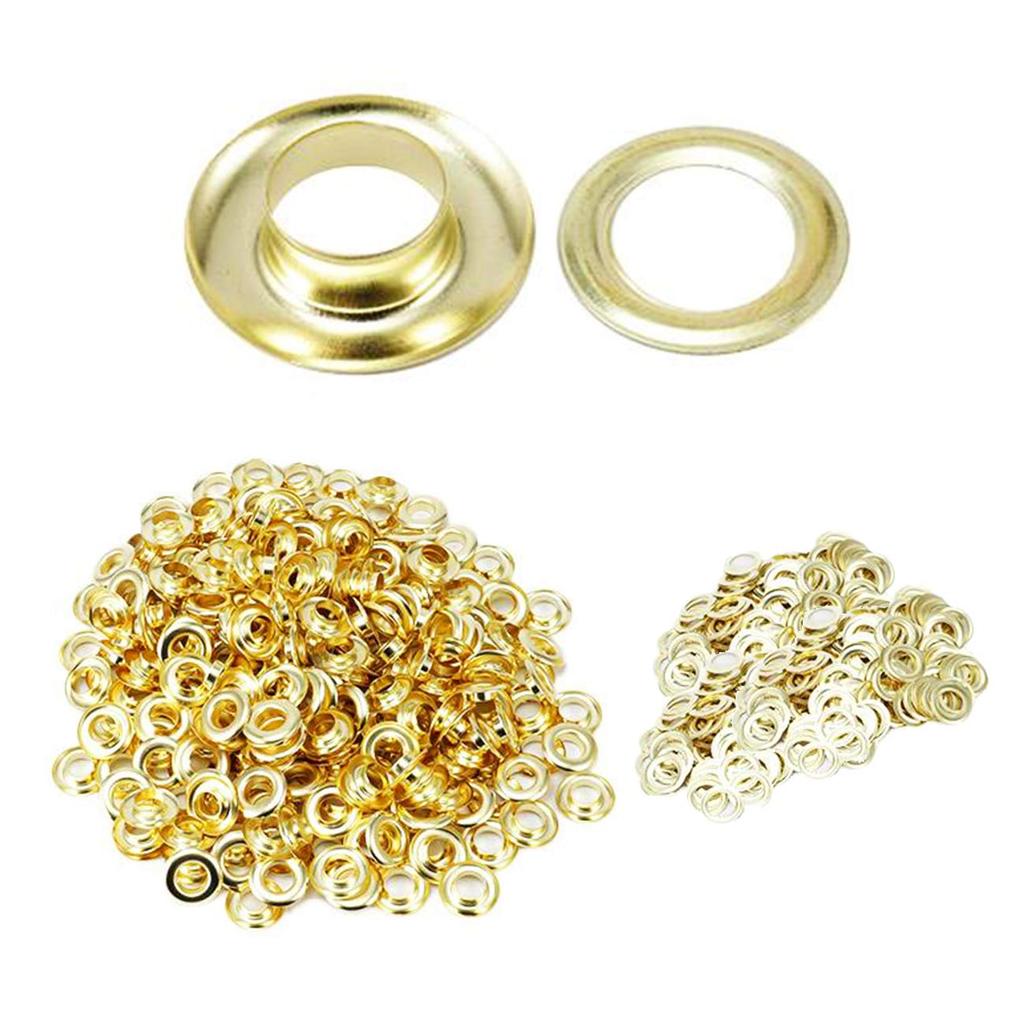 1000pcs Grommet Kit Metal Eyelets 8mm/10mm/12mm/14mm/17mm With Washer For Curtains Leather Canvas Belt Silver Gold