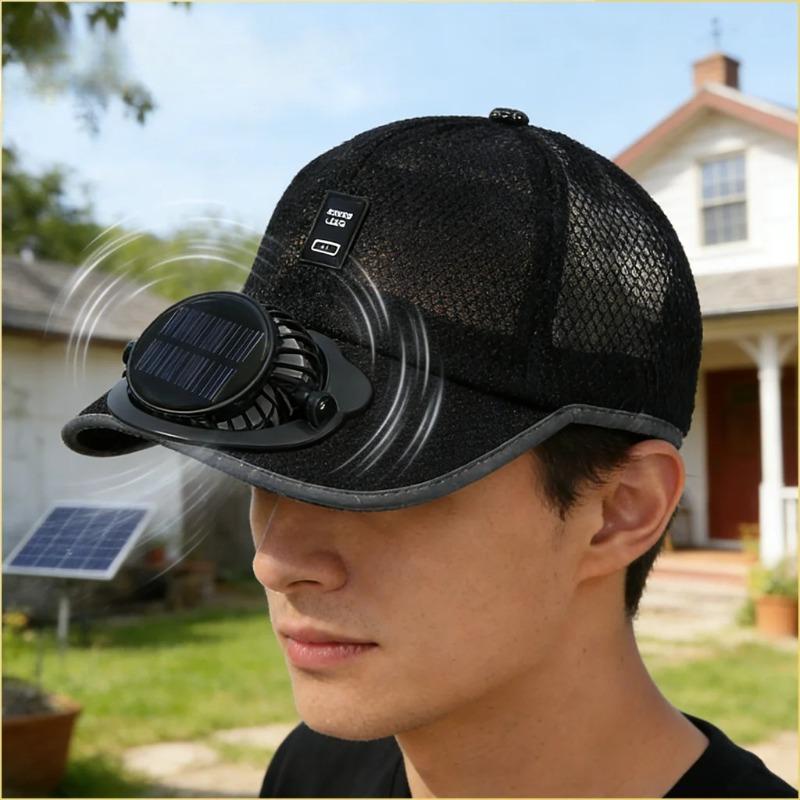 Cappello da Baseball con Ventola Ricaricabile Solare e USB, Rete Traspirante, Raffreddamento, Cappello da Sole per Uomo Donna Estate