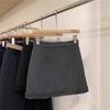 Woolen High-Waist A-Line Skirt for Women - Spring/Autumn Lace Patchwork Short Skirt