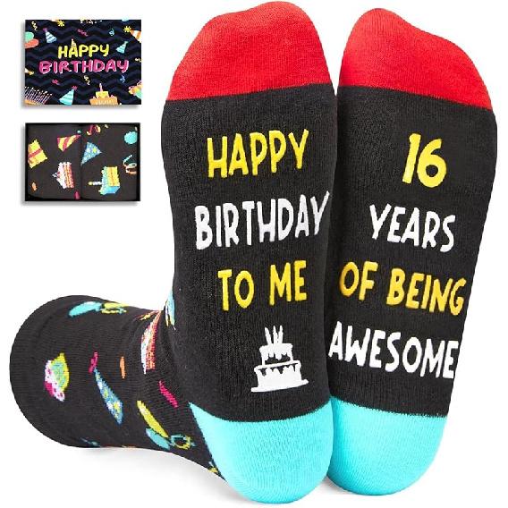 Zmart 16th Birthday Gift Ideas Socks - 16 Year Old Teens Boy Girl Birthday Present