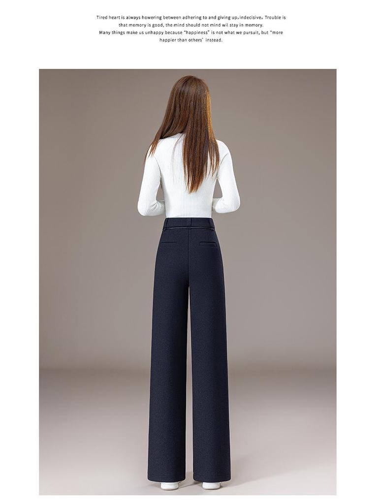 Women's High-Waist Woolen Flannel Pants: Winter Thick, Loose, Narrow-Leg to Wide-Leg Style