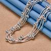 925 Sterling Silver Simple Shiny Beaded Necklace Women Fashion Party Wedding Jewelry Accessories