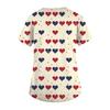 Women's Fashion Short-Sleeve Valentine's Day Print V-Neck Pocket Workwear Top
