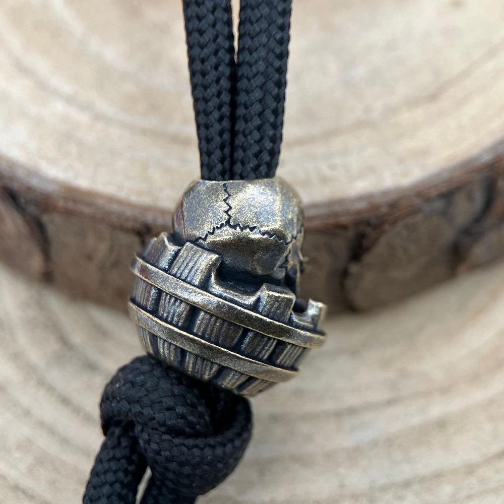 Wine Barrel Drunk Skull Head Brass Knife Bead EDC Outdoor DIY Accessories Woven Lanyard Pendant Jewelry Punk Bracelet Charms