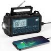 Soldrevet multifunksjonell håndsveiv nødradio med lommelykt og leselampe (SWAMFM-radio, 76,00 MHz - 108 MHz FM-frekvens), SOS-varsel,