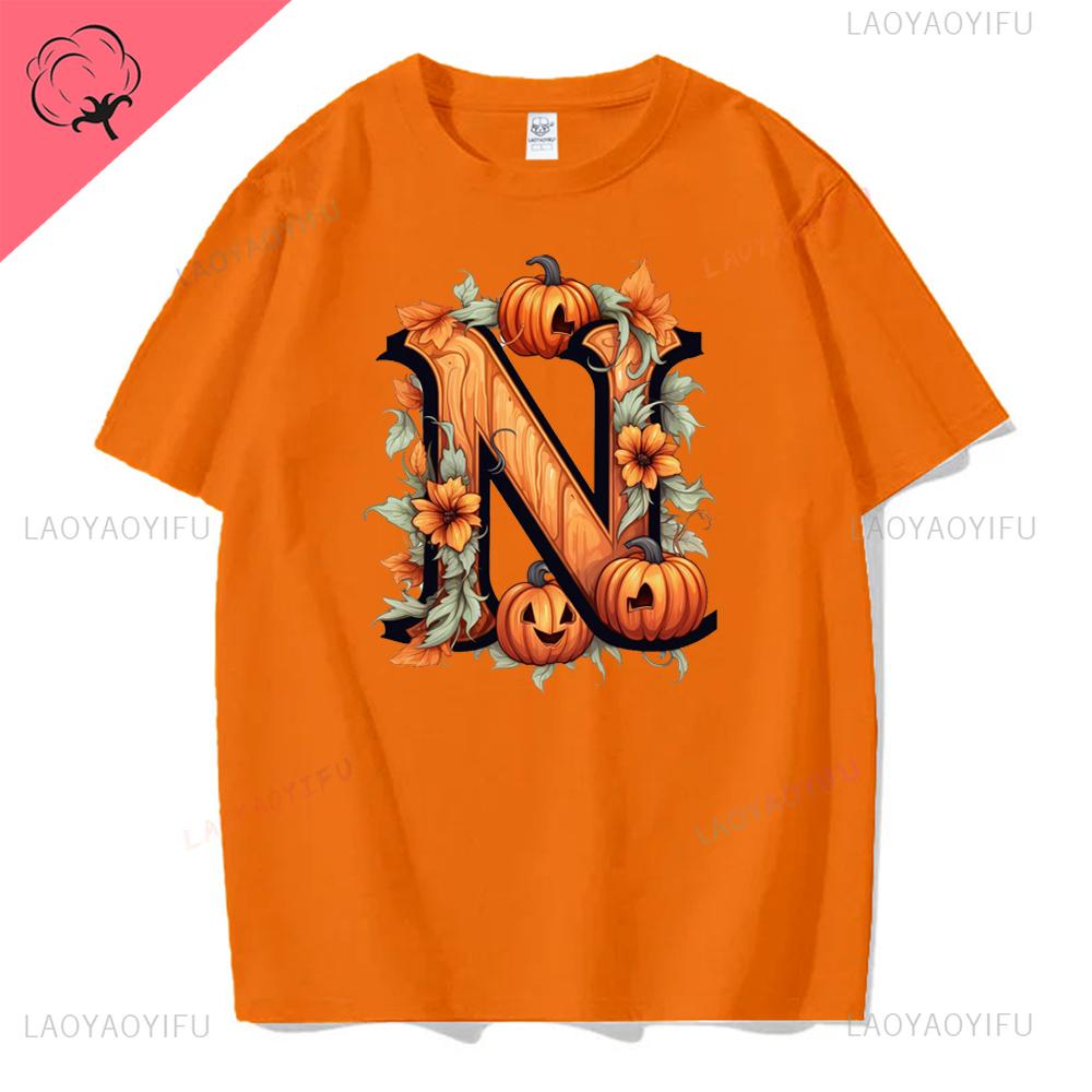 Women Ghost Pumpkin Bat Print Round Neck Pullovers Funny Halloween Costume Cotton Shirt Graphic T Shirts Y2k Top Harajuku Tops
