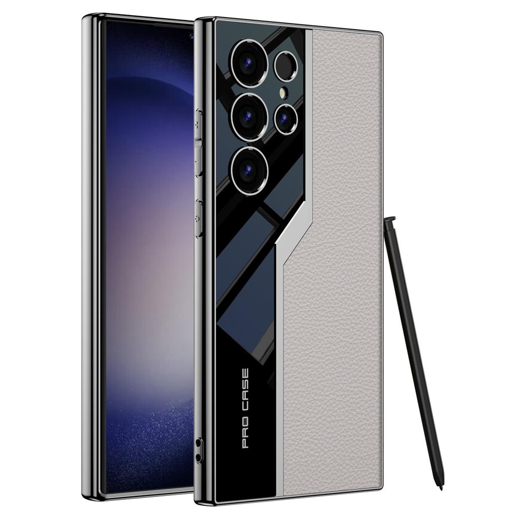 Samsung S24Ultra Electroplated Supercar Phone Case S24plus Ultra Thin Plain Leather Case S23u Protective Case