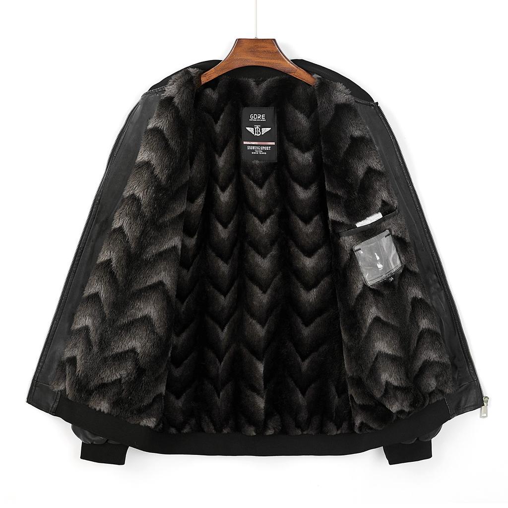 New Alligator Print Autumn Winter Men's Leather Coat Slim Fit Casual Baseball Collar Ice Crack Youth Leather Jacket Men