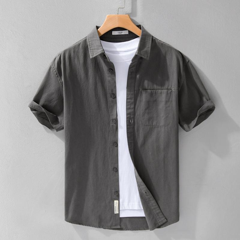 Men's Summer Breathable Comfortable Short-sleeved Shirt Solid Color Simple Business Casual Shirt