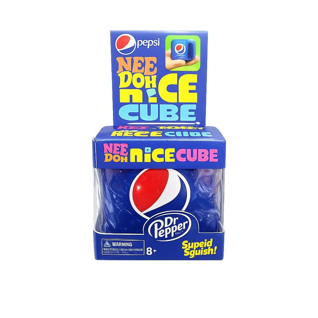 Dr Pepper X NeeDoh Nice Cube Squishy Soft Squeeze Fidget Cube Stress Relief Anxiety Relief Sensory Toy for Kids and Adults