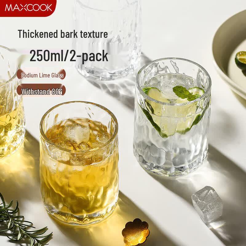 MAXCOOK Bark Texture Glass Tumblers, 6-Pack