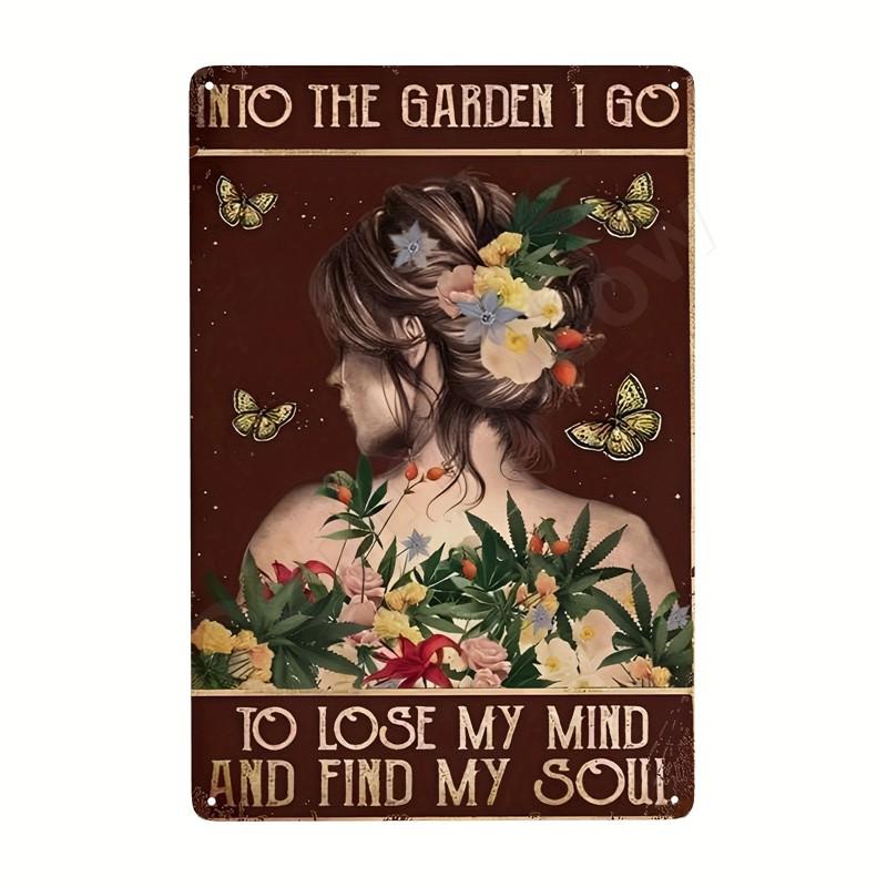 Inspirierende Sprüche auf Blechschildern, Retro-Wandkunst, Sei gut zu dir selbst, Vintage-Hippie-Mädchen, Poster für Zuhause, Garten